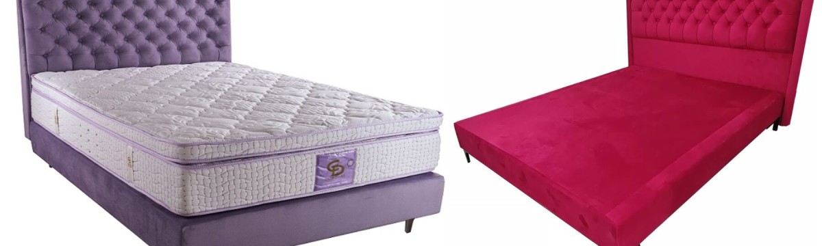 Beds upholstered in fabric image