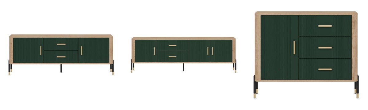 DANTE cremona torro oak with green matt fronts DANTE cremona torro oak with green matt fronts