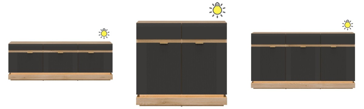 MILTON cremona torro oak with anthracite matt fronts MILTON cremona torro oak with anthracite matt fronts