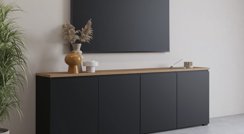 MODO black onyx with mauvella oak