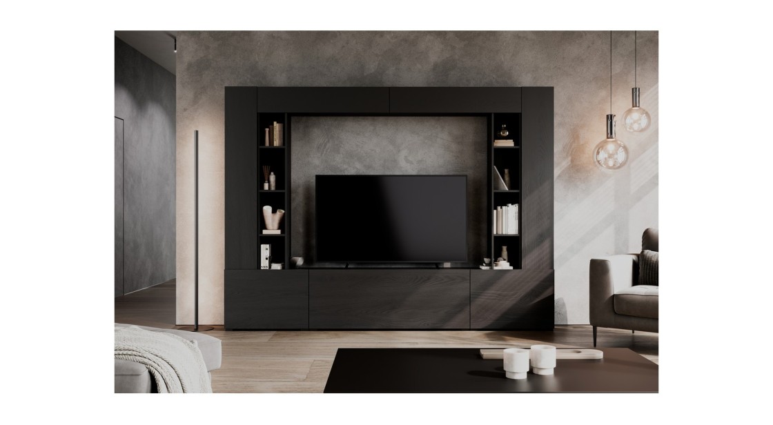 AURA graphite black with wood grain