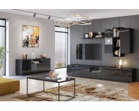 Hanging cabinet HELIO Grey 87 Furniture, Budget Furniture, Organizational Furniture, Modular Furniture, Showcases, Wall Shelves, Showcases For The Living Room, Collection HELIO Grey, Collection HELIO Black image