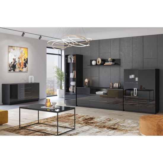 Showcase HELIO Black 05 Furniture, Budget Furniture, Organizational Furniture, Modular Furniture, Showcases, Showcases For The Living Room, Collection HELIO Black image