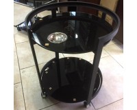 Round black tempered glass serving table D3 image
