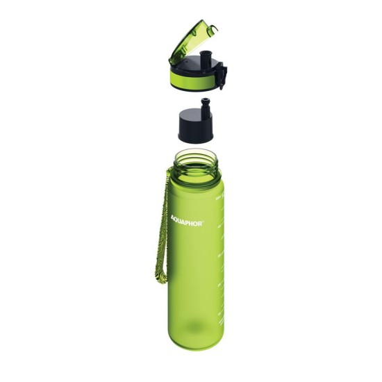 בקבוק עם פילטר לטיהור מים דגם AQUAPHOR CITY ל-0.5 ליטר, צבע ירוק. מסננים Aquaphor, מערכות טיהור וסינון מים, בקבוק מסנן מים.