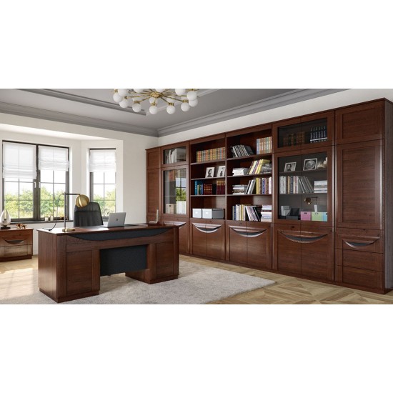 Dual Display Cabinet with Glass doors BARI - solid oak Furniture, Showcases For The Living Room, Office Furniture, Luxury Furniture, Collection BARI, Collection BARI Office image