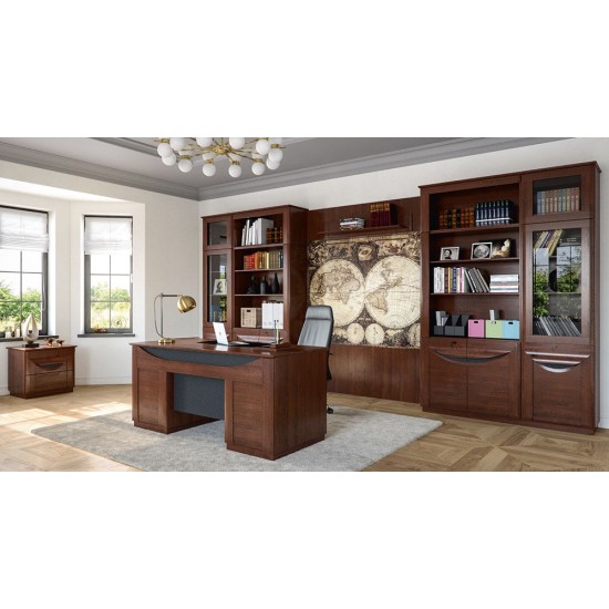 Single Display Cabinet BARI (S) with glass door - solid oak Furniture, Showcases For The Living Room, Office Furniture, Luxury Furniture, Collection BARI, Collection BARI Office image