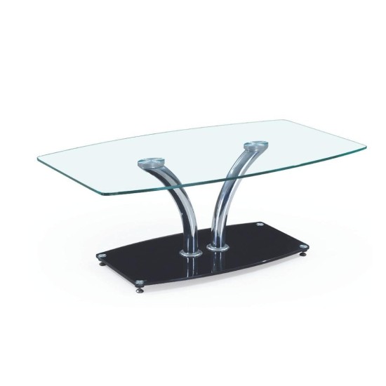 שולחן קפה מזכוכית עם פלטה מלבנית. ריהוט, שולחנות קפה לסלון, שולחנות סלון, שולחנות קפה מזכוכית.