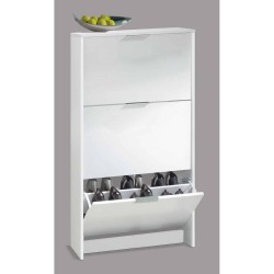 ALBA Shoe Cabinet, 3 Flip Doors, 18 Pairs (Oak/White)