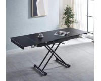 Стеклянный стол трансформер, цвет черный, длина 120 см