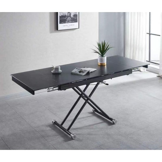 Стеклянный стол трансформер, цвет серый, длина 120 см