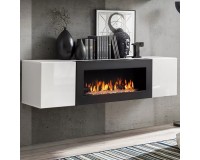 Hanging chest of drawers FLY with bio fireplace - White image