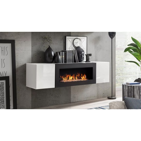 Hanging chest of drawers FLY with bio fireplace - White image