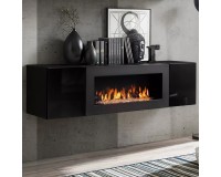 Hanging chest of drawers FLY with bio fireplace - Black image