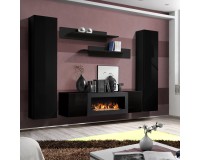 Hanging wall unit FLY M1 with biofireplace - Black image