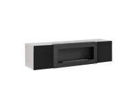 Hanging wall unit FLY N1 with biofireplace - White / Black Furniture, Furniture Wall Units, Organizational Furniture, Modern Furniture Wall Units image