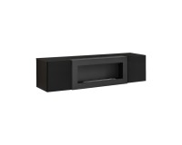 Hanging wall unit FLY N2 with biofireplace and lighting - Black Furniture, Furniture Wall Units, Organizational Furniture, Modern Furniture Wall Units image