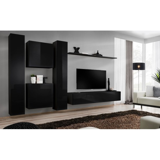 Wall cabinet SWITCH SW 1- Black Furniture, Budget Furniture, Showcases, Wall Shelves, Showcases For The Living Room, Office Furniture, Collection SWITCH image