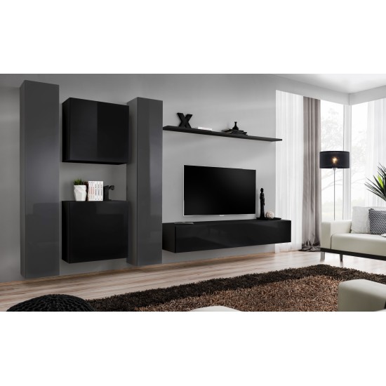 Wall cabinet SWITCH SW 1- Graphite Furniture, Budget Furniture, Showcases, Wall Shelves, Showcases For The Living Room, Office Furniture, Collection SWITCH image