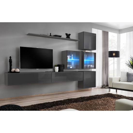 Square showcase SWITCH WW 3 - Graphite Furniture, Budget Furniture, Showcases, Showcases For The Living Room, Office Furniture, Collection SWITCH image