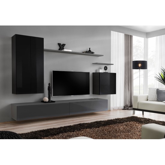 Wall unit SWITCH II - Black/Graphite Furniture, Furniture Wall Units, Modern Furniture Wall Units, Collection SWITCH image