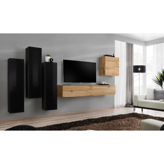 Wall unit SWITCH III - Black/Wotan Furniture, Furniture Wall Units, Modern Furniture Wall Units, Collection SWITCH image