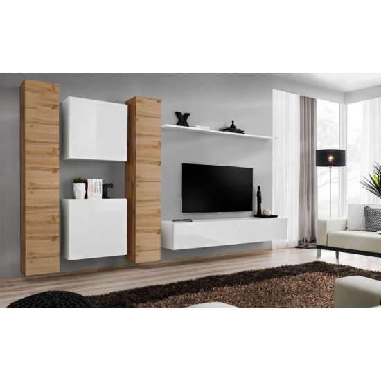 Wall unit SWITCH VI - Wotan/White Furniture, Furniture Wall Units, Modern Furniture Wall Units, Collection SWITCH image