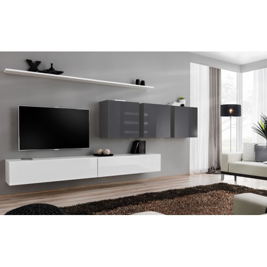 Wall unit SWITCH VII - White/Graphite Furniture, Furniture Wall Units, Modern Furniture Wall Units, Collection SWITCH image