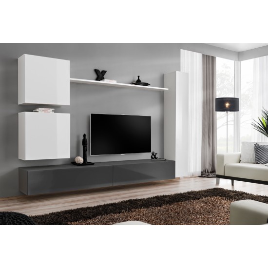 Wall unit SWITCH VIII - White/Graphite Furniture, Furniture Wall Units, Modern Furniture Wall Units, Collection SWITCH image