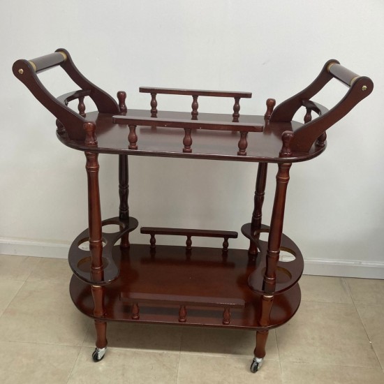 Wooden serving table with two handles image