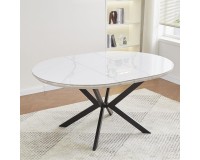 Round extendable table with white ceramic top model DT-193-WHITE Furniture, Tables and Chairs, Tables, Round tables, Ceramic Tables image