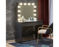 Small dressing table HOLLY black, with mirror and lighting, width 94 cm image
