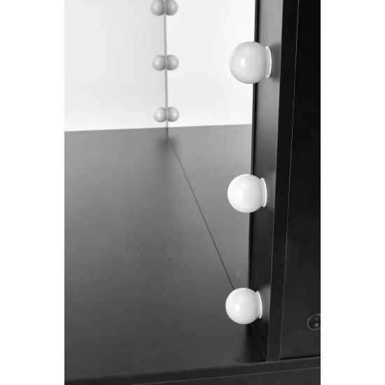 Маленький туалетный столик HOLLY черного цвета, с зеркалом и подсветкой, шириной 94 см Мебель, Бюджетная мебель, Корпусная мебель, Трюмо / Туалетные столики