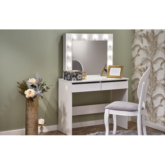 Маленький туалетный столик HOLLY белого цвета, с зеркалом и подсветкой, шириной 94 см Мебель, Бюджетная мебель, Корпусная мебель, Трюмо / Туалетные столики
