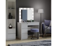 Small dressing table MARY white, with mirror and lighting, width 98 cm, drawers on the left Furniture, Budget Furniture, Organizational Furniture, Bedroom Vanities image