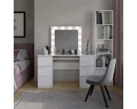 Туалетный столик MARY DOUBLE белого цвета, с зеркалом и подсветкой