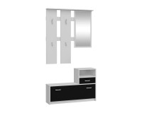 Hallway LUNA in white with black gloss, fast delivery Furniture, Entrance Hall Cabinets, Entrance Hall Cabinets, Fast Delivery image
