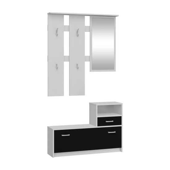Hallway LUNA in white with black gloss, fast delivery Furniture, Entrance Hall Cabinets, Entrance Hall Cabinets, Fast Delivery image