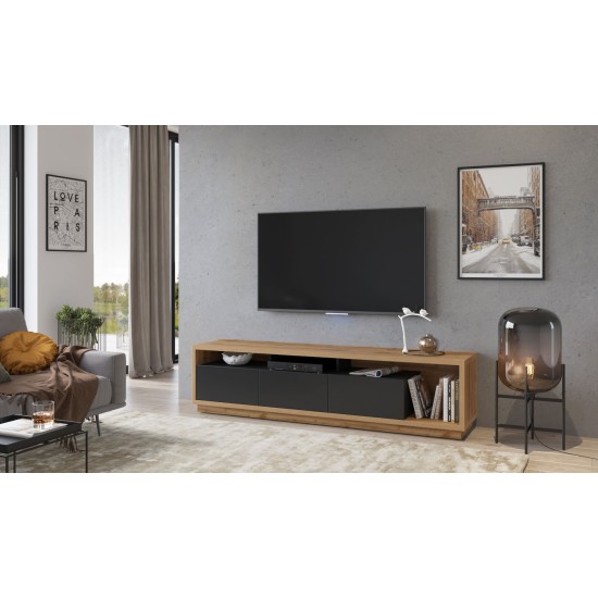 TV Cabinet CELINE 40, Wotan Oak / Matte Black Furniture, Living Room Furniture, Modern Furniture Wall Units, Modular Furniture, TV Stands, Collection CELINE image