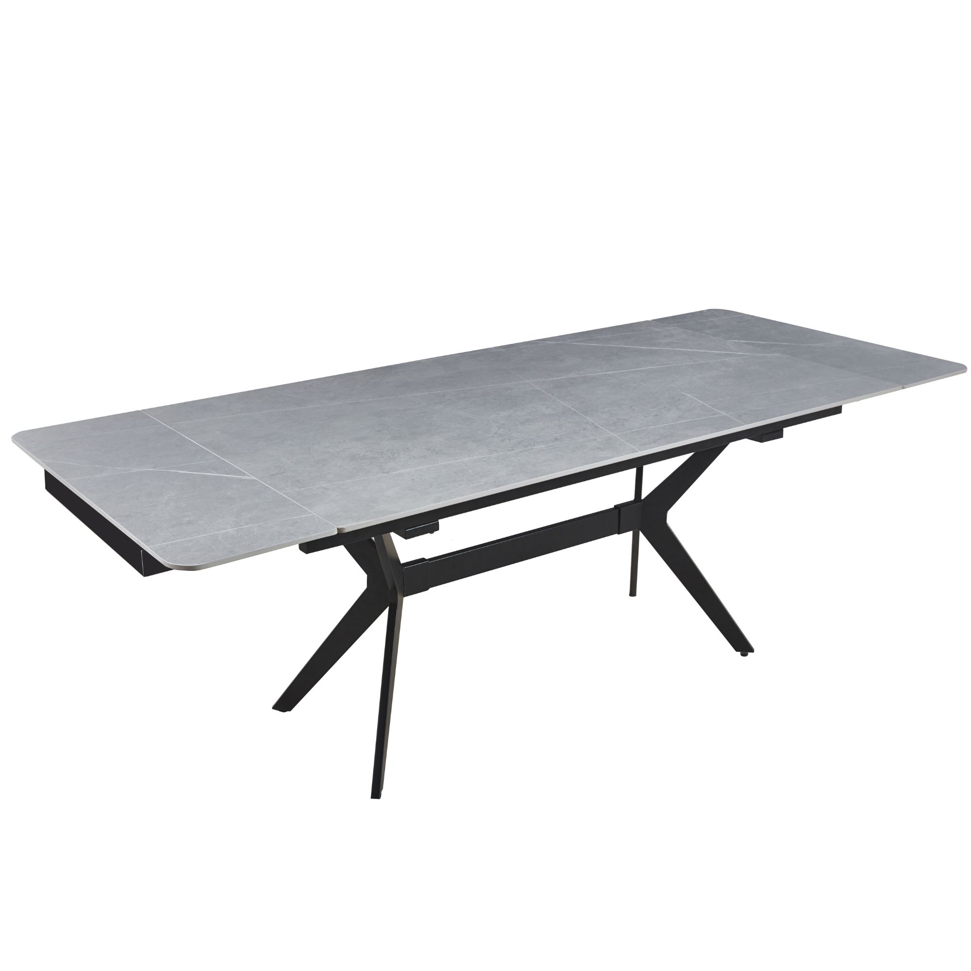 Extendable Ceramic Dining Table Shiny Grey model DT-168