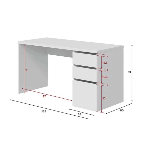 WS CHEST Writing Desk (White) Furniture, Budget Furniture, Children's Furniture, Office Furniture, Computer and Writing Tables, Computer and Writing Tables, Fast Delivery, Do it yourself (D.I.Y), Computer Desks and Bookcases, Writing Desk and Computer Desks , Desks, Computer Desks image