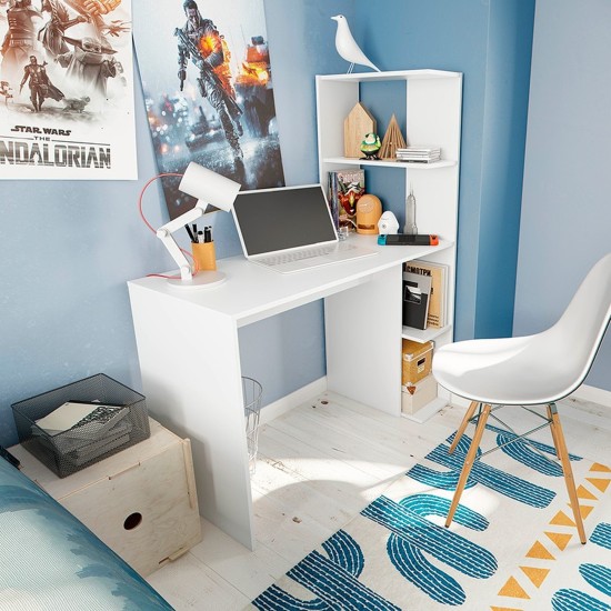 WS DOUBLE Writing Desk with Bookshelf (White) Furniture, Budget Furniture, Children's Furniture, Wall Shelves, Computer and Writing Tables, Computer and Writing Tables, Bookcases, Fast Delivery, Do it yourself (D.I.Y), Computer Desks and Bookcases, Writing Desk and Computer Desks , Desks, Computer D