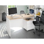 ESTIL Writing Desk with 3-Drawer Pedestal (White)