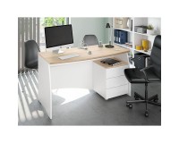 ESTIL Writing Desk with 3-Drawer Pedestal (White) image