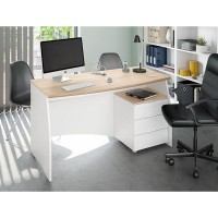 ESTIL Writing Desk with 3-Drawer Pedestal (White)