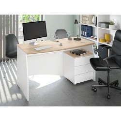 ESTIL Writing Desk with 3-Drawer Pedestal (White)