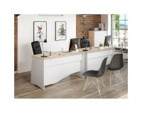 ESTIL Writing Desk with 3-Drawer Pedestal (White) image