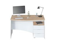 ESTIL Writing Desk with 3-Drawer Pedestal (White) image