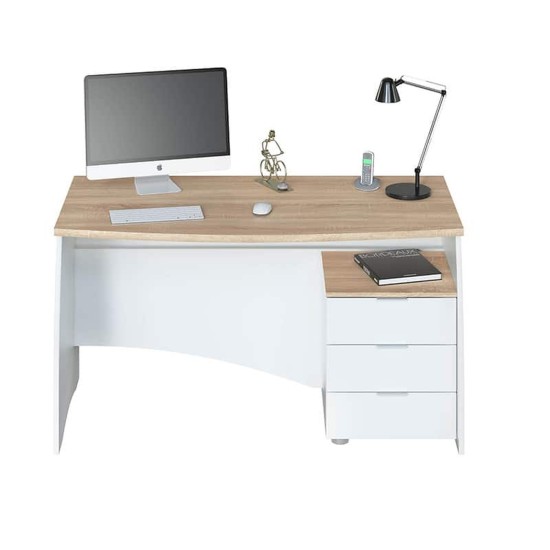 ESTIL Writing Desk with 3-Drawer Pedestal (White) image
