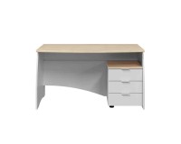 ESTIL Writing Desk with 3-Drawer Pedestal (White) image